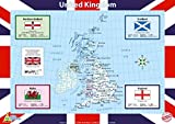 Little Wigwam United Kingdom UK Map Chart - Tear-Resistant Educational Poster (24 x 17 inches)