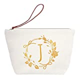 ElegantPark Wedding Gifts for Bride Monogrammed Personalized Gifts for Women Monogram J Initial Travel Makeup Bag Cosmetic Bag Pouch for Birthday Gifts Teacher Gifts Canvas
