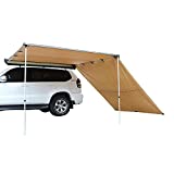 DANCHEL OUTDOOR Roof Rack Awning with Side Extension, Car Awning Shelter Tarps for SUV/Truck/Van Khaki(4.9x6.5ft)