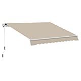 Outsunny 12' x 10' Manual Retractable Awning Outdoor Sunshade Shelter for Patio, Balcony, Yard, with Adjustable & Versatile Design, Beige