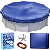 24 ft Round Pool Cover | Extra Thick & Durable Above-Ground Pool Cover | Sapphire Series of Premium Cold- and UV-Resistant Pool Cover | Above-Ground Pool Protection | by Yankee Pool Pillow