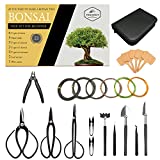PEEORNT Bonsai Tree Tools Kit, 22 PCs Bonsai Tools Set High Carbon Steel Trimming Tools Set Include Pruning Shears, Cutters, Training Wires, Bonsai Grooming Care Kit for Beginner Gardening Gifts