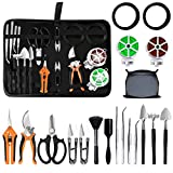 Bonsai Tools Set, 20 Pcs Gardening Succulent Tree Indoor Beginner Tool Kit, Include 262 Feet Bonsai Wire, 29.5"x29.5" Plant Repotting Mat, Leather Bag, Bonsai Scissors, Pruning Shears, Gifts for Women