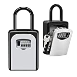 Key Lock Box Wall Mounted, Portable Lock Box for House Key, 5 Key Capacity, Weatherproof Resettable Code House Key Safe Security Lock Box for Indoor, Outdoor, Garage, Garden, Store (1 Pack)