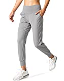 G Gradual Women's Joggers High Waisted Yoga Pants with Pockets Loose Leggings for Women Workout, Athletic, Lounge (Light Grey, Large)