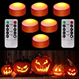 6 Pieces Pumpkin Lights with Remote and Timer LED Pumpkin Lights Battery Operated Pumpkin Pat Lights Jack O Lantern Light Bright Flameless Candles for Halloween Thanksgiving(Orange)