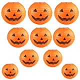 Kesoto Halloween Jack-O-Lantern Paper Lanterns Halloween Pumpkin Hanging Paper Lantern for Home Outdoor Decoration, Multi-Sized, Pack of 10