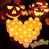Litake LED Pumpkin Lights,Flickering Jack-o-Lantern Candles,Battery Operated Flameless Candles in Pumpkins for Halloween Nights Festival Wedding Birthday,24 Packs
