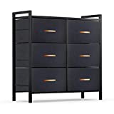 ROMOON Dresser Organizer with 6 Drawers, Fabric Storage Dresser Tower for Bedroom, Hallway, Entryway, Closets - Dark Grey