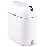 Elpheco Motion Sensor Bathroom Trash Can, 2.5 Gallon Waterproof Trash Bin with Butterfly lid, Bathroom Waste Basket Garbage Bin for Bedroom Kitchen and Office use, White with Golden Button