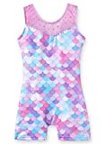 Leotards for Girls Gymnastics Unicorn Athletic Dance Wear Shiny Rainbow Blue Hotpink (Mermaid Purple, 3-4T)