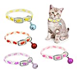 WishLotus 4Pcs Cat Collars with Bell, Adjustable(20-30cm) Pet Collars with Metal Buckle, Glow in The Dark Suitable for All Cat (4)