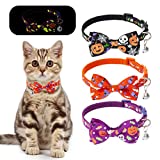 Halloween Cat Breakaway Collar 3 Pack - Glow in The Night Safety Collars, Pet Accessory for Outdoor and House Cats Kittens