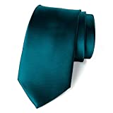 Spring Notion Men's Solid Color Satin Microfiber Tie, Regular Teal