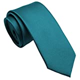 ZENXUS Solid Skinny Ties for Men, 2.5 inch Slim Teal Green Necktie