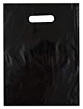 9x12 Black Die Cut Handle Plastic Shopping Bags 100/cs