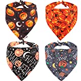 KZHAREEN 4 PCS/Pack Halloween Dog Bandana Pumpkin Reversible Triangle Bibs Scarf Accessories for Dogs Cats Pets Small