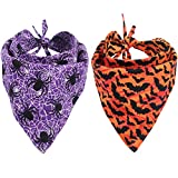 KZHAREEN 2 Pack Halloween Dog Bandana Reversible Triangle Bibs Scarf Accessories