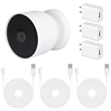 3Pack Power Cable Compatible with Google Nest Cam (Battery), 30Ft/9.1m Weatherproof Outdoor Cable Continuously Charging Your Nest Camera (White)