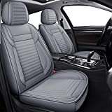 LINGVIDO Leather Car Seat Covers,Breathable and Waterproof Faux Leather Automotive Seat Covers for Cars SUV Pick-up Truck Sedan,Universal Anti-Slip Driver Seat Cover with Backrest (Full Seat, Gray)