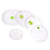 Set of 5 Microwave Plate Covers with Adjustable Steam Vents; Microwave Splatter Covers - Mixed Sizes for Large & Small Food Plates Bowls