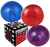 Nee-Doh Schylling Stardust Shimmer Groovy Glob! Squishy, Squeezy, Stretchy Stress Balls Blue, Red & Purple Complete Gift Set Party Bundle - 3 Pack
