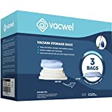 Vacwel 3-Pack XXL-Jumbo Vacuum Storage Bags - 47 x 35" XXL Space Saver Bags for Clothes Storage  XL Comforters - Mattress Topper - Blanket Storage  Vacuum Sealer Bags  Ziplock Sealed (3x XXL Bags)