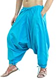 SARJANA HANDICRAFTS Men's Cotton Harem Yoga Baggy Genie Boho Pants (Free Size, Sky Blue)