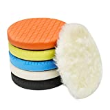 Autolock 6" Buffing Polishing Pads, 6Pcs 6.5inch 165mm Face for 6 Inch Backing Plate Compound Buffing Sponge and Woolen Pads Cutting Polishing Pad Kit for Car Buffer Polisher, Polishing and Waxing