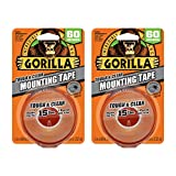 Gorilla Tough & Clear, Double Sided Mounting Tape, Weatherproof, 1" x 60", Clear, (Pack of 2)