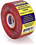 ATack Double-Sided Acrylic Mounting Tape Removable, Clear, 2-inch x 300-Inch, Waterproof Indoor and Exterior Double Sides Brick Mounting Tape