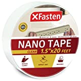 XFasten Reusable Double-Sided Nano Tape, 1.5-Inch x 20 Feet, Clear, Movable and Washable Double-Sided Gel Mat Grip Adhesive Brick Tape | Bathroom, Kitchen Silicone Grip Nano Mounting Tape