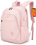 Laptop Backpack for Women Travel Backpack BAGSMART 15.6 Inch Computer Back Pack with USB Charging Port School Bookbag for College Work Business, Pink