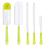 Bottle Cleaning Brush Set - Long Handle Bottle Cleaner for Washing Narrow Neck Beer Bottles, Thermos SWell Hydro Flask Contigo Sports Water Bottles with Straw Brush, Kettle Spout/Lid Cleaner Brushes