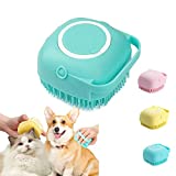 Dog Bath Brush - Soft Silicone Dog Shampoo Brush, Pet Grooming Bath Massage Brush Shampoo Dispenser, Dog Shower Pet Bath Brush, Dog Brush Long Short Haired Dogs and Bath for Cats (Green)