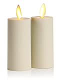 Luminara Realistic Artificial Moving Flame Votive Candle - Set of 2 - Moving Flame LED Battery Operated Lights for Christmas, Halloween - Remote Ready - Remote Sold Separately - Ivory - 1.5" x 4"