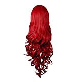 Rbenxia Curly Cosplay Wig Long Hair Heat Resistant Spiral Costume Wigs Anime Fashion Wavy Curly Cosplay Daily Party Red 32" 80cm