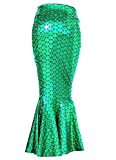 917 - Plus Size Faux Leather Pleated High Waist Maxi Mermaid Skirt (3X, Green Scales)