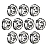 uxcell FR6ZZ Flanged Ball Bearing 3/8" x 7/8" x 9/32" Double Metal Shielded (GCr15) Chrome Steel Bearings 10pcs