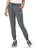 adidas Women's Essentials Fleece 3-Stripes Pants, Dark Grey Heather/Mint Ton, Large