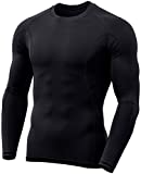 TSLA Men's UPF 50+ Long Sleeve Compression Shirts, Athletic Workout Shirt, Water Sports Rash Guard, Active Long Sleeve Black, XX-Large
