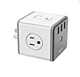 Multi Plug Power Cube, Huntkey Wall Outlet Splitter with USB 4 AC Outlets 3 USB Charging Ports Charger for Phone Charge, Kitchen, Home, Bathroom, Travel