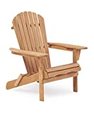 Mederla Half Assembled Wooden Folding Adirondack Chair, Outdoor Solid Cedar Wood Lounge Patio Chair for Garden, Lawn, Backyard, Deck, Pool Side, Fire Pit