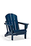 POLYDUN Folding Adirondack Chair, HDPE Outdoor Weather Resistant Plastic Patio Chair for Deck, Garden, Backyard, Fire Pit and Lawn Chairs(Navy Blue)