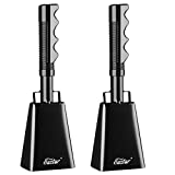 Eastar 10" Steel Cow Bell with Handle Cowbells, Noise Makers, Cheering Loud Call Bell for Sporting Events Football Games Christmas Party School Wedding Farm, Black, 2-Pack