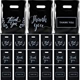 300 Pack Thank You Merchandise Bags 2.36 Mil 9 x 12 Inch Retail Shopping Thank You Bags Die Cut Plastic Shopping Bags Goodie Bag Reusable Gift Bag for Store Boutique Present, Black