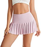 Yknktstc Women Tennis Skirt with Pocket Pleated Golf Skirt Workout Running Athletic Skort Medium Pink