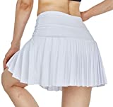 HonourSex White Women Tennis Skirt Pleated Golf Skirts with Pockets Skort Workout Sports Hiking S