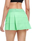 Athletic Tennis Skirts for Women with 4 Pockets Shorts Golf Skirt Skort Running Workout Sports(Light Green,L)