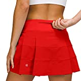 MCEDAR Athletic Tennis Golf Skorts Skirts for Women with Pocket Workout Running Sports Pleated Skirts Casual Dark Red/4